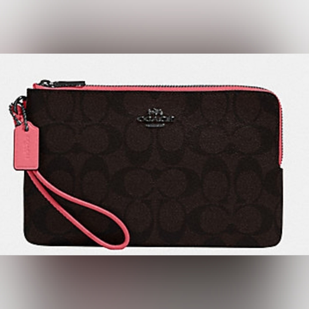 New Coach Double Zip Wallet Wristlet